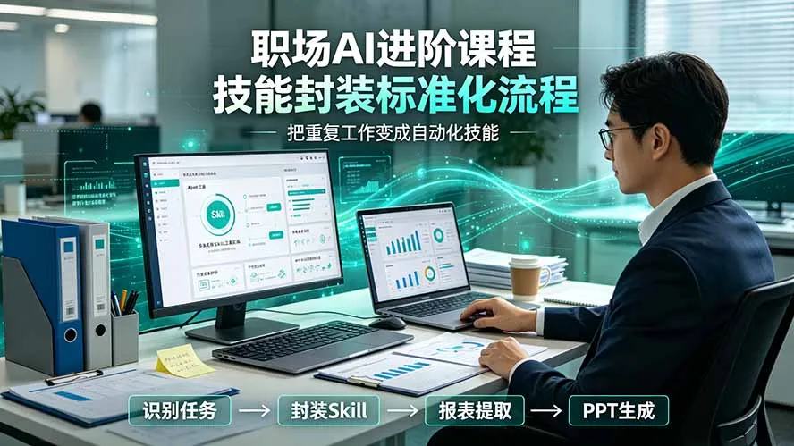 职场AI技能提升课程：实操多类实用工具，封装标准化流程，一键提取报表/行业报告核心内容_趣客盟