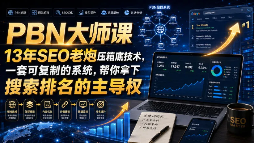 13年SEO资深专家PBN秘籍:掌握可复制排名系统,全面掌控搜索排名【独家双语字幕】 - 趣客盟