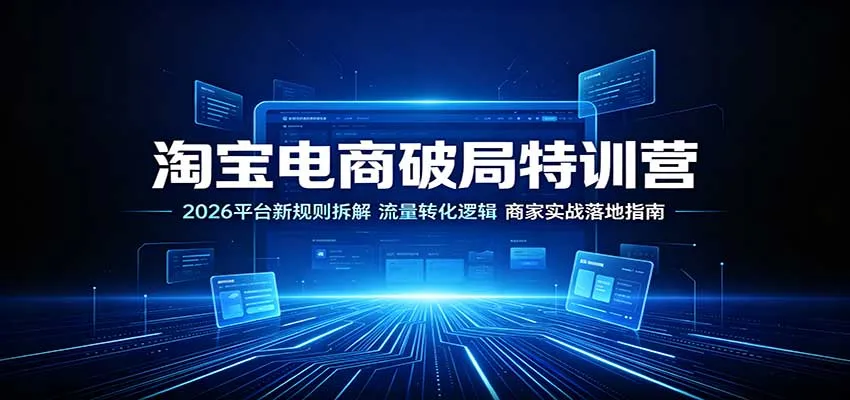 淘宝电商破局特训营：揭秘2026平台新规流量转化，实战落地流量变现攻略 - 趣客盟