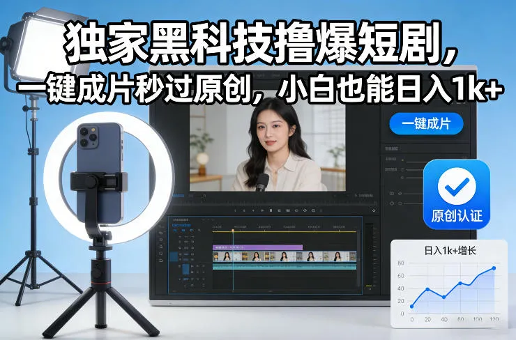 独家黑科技撸爆短剧，一键成片秒过原创，小白也能日入1k+【揭秘】-趣酷猫资源网