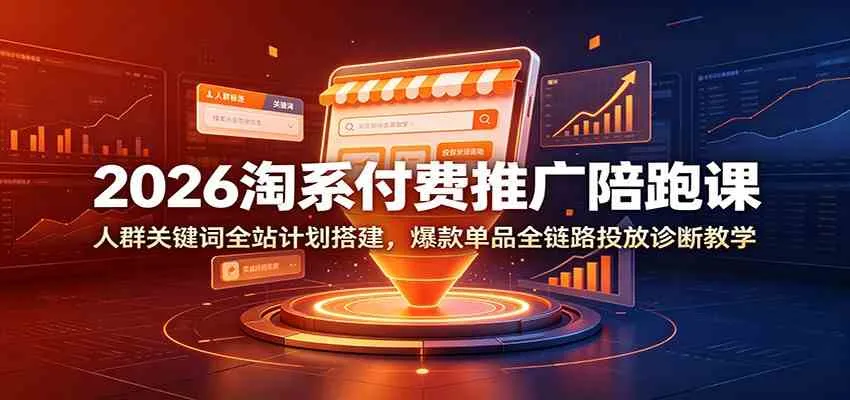 2026淘系付费推广陪跑课程:精准人群关键词全站策划与爆款单品全链路投放实操教学_趣客盟