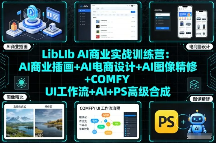 LibLIb AI商业实战训练营：AI商业插画+AI电商设计+AI图像精修+COMFY UI工作流+AI+PS高级合成-趣酷猫资源网