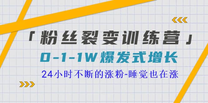 「粉丝裂变训练营」0-1-1w爆发式增长，24小时不断的涨粉-睡觉也在涨-16节课 - 趣酷猫