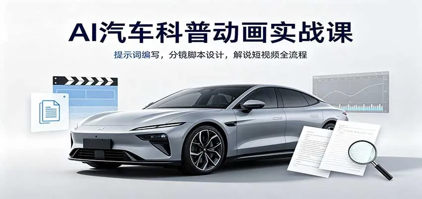 AI汽车科普动画实战课:提示词编写,分镜脚本设计,解说短视频全流程 AI汽车科普动画实战课:提示词编写,分镜脚本设计,解说短视频全流程