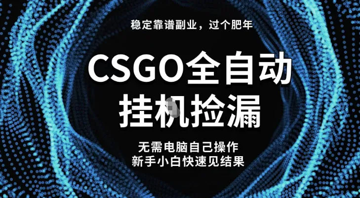 【稳定副业】全球最热门游戏CSGO全自动捡漏，最新玩法，新手小白日入5张+【揭秘】-趣酷猫资源网