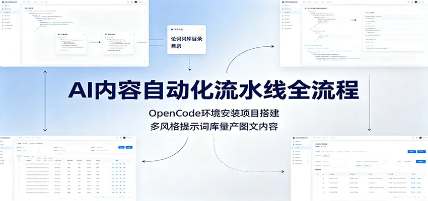 AI内容自动化流水线全流程搭建攻略：OpenCode环境部署+多风格提示词库，实现图文内容量产_趣客盟
