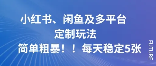 小红书、闲鱼及多平台定制玩法简单粗暴！每天稳定5张-趣酷猫资源网