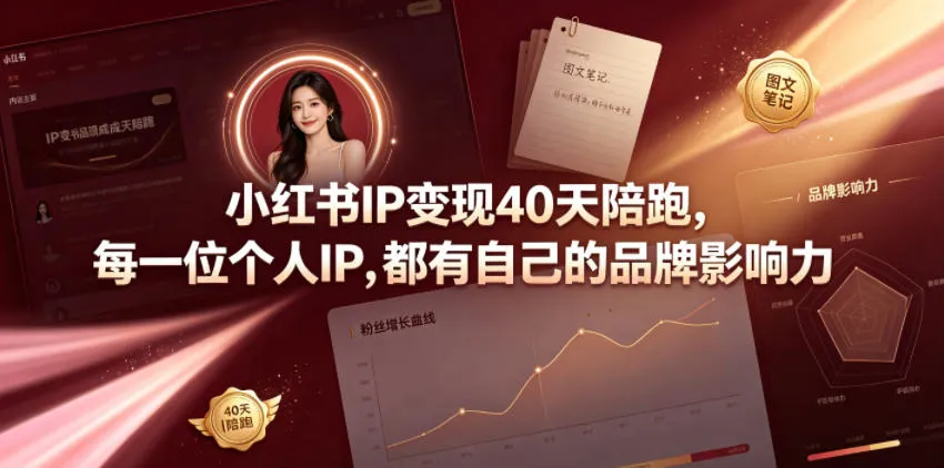小红书IP变现速成40天陪跑计划，打造个人品牌影响力攻略_趣客盟