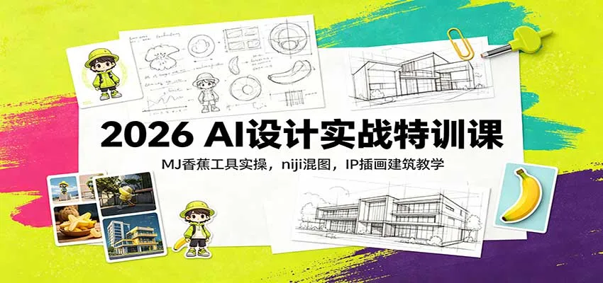 2026 AI设计实战特训:MJ香蕉工具应用与niji混图、IP插画及建筑教学课程 - 趣客盟